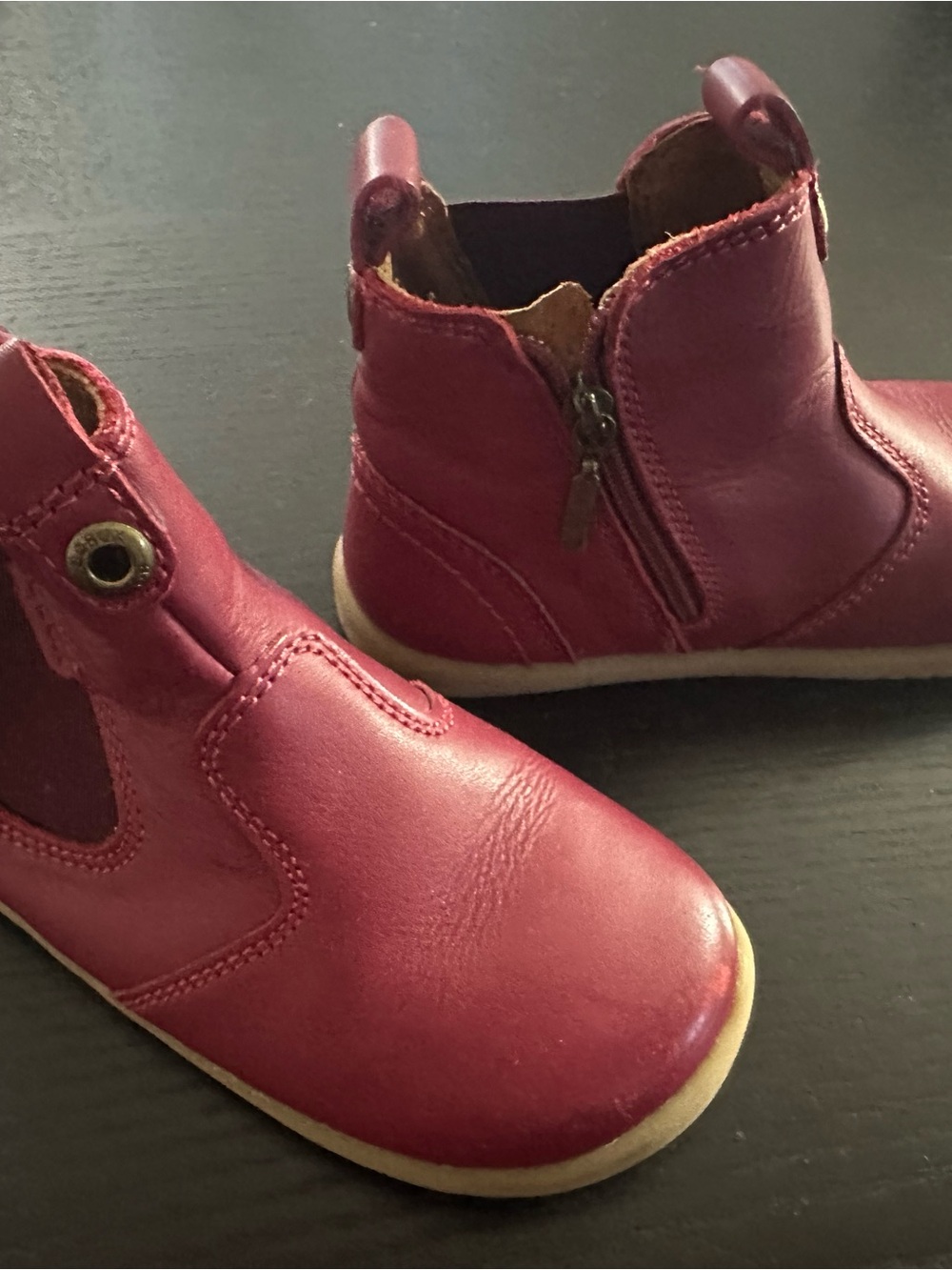 Bobux Red Leather Ankle Boots for Kids